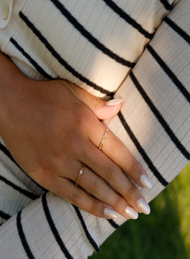 espere Open Link Ring 18K Gold Plated Sterling Silver | Pavé Chain Link Ring with Cubic Zirconia [Size 6] - Image 3